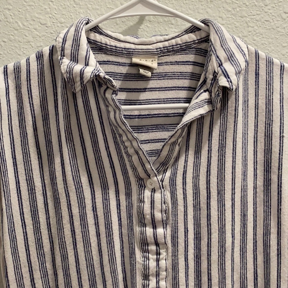 Striped Single Button Tee